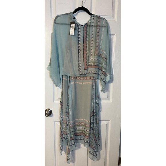 BCBGMAXAZRIA Jaelyn Dress XXS 0 2 Aqua Mist Sheer Flowy Fairy Romantic NWT $368 - Picture 5 of 8